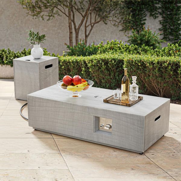 42 in. 50,000 BTU Outdoor Fire Pit Propane Gas Fire Pit Table (Rectangular, Light Gray Gradient)