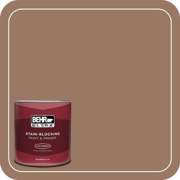 BEHR ULTRA 1 qt. #250F-5 Fudge Bar Extra Durable Flat Interior Paint & Primer