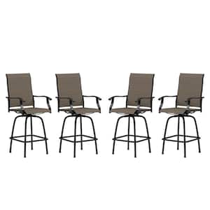 Swivel Metal Outdoor Bar Stool with Arms in Black (4-Pack)