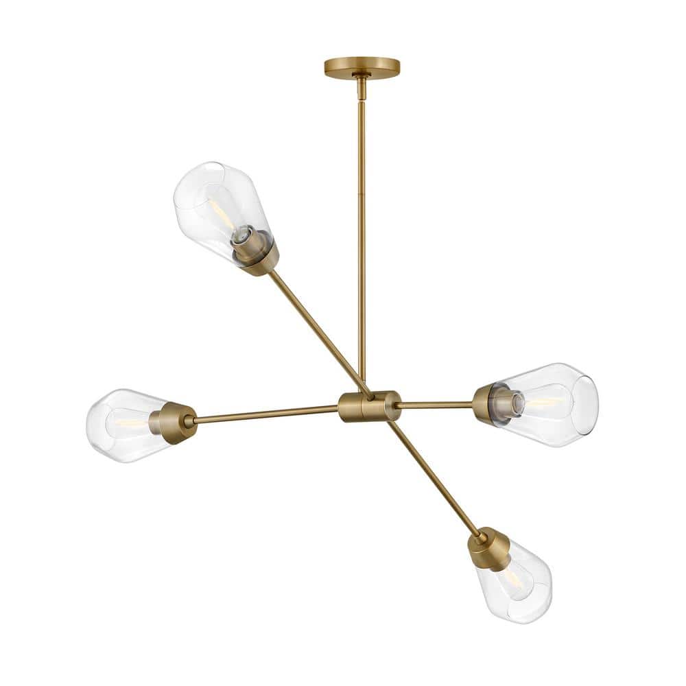Livie Lacquered Brass 4-Light Sputnik Chandelier with Clear Glass
