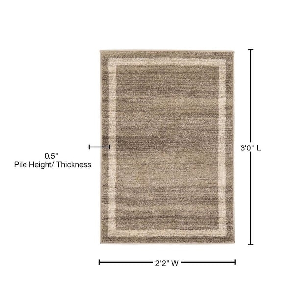 Unique Loom Maria Del Mar 2 x 3 Light Brown/Beige Indoor Border Industrial Area Rug