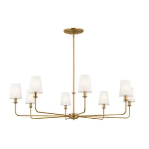 Pallas 42.75 in. 8-Light Brushed Natural Brass Traditional Shaded Circle Chandelier for Dining Room