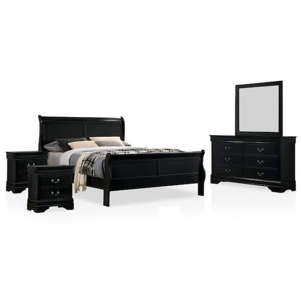 Furniture of America Alarcon 5-Piece Black California King Bedroom Set