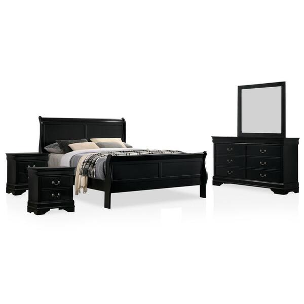 Furniture of America Alarcon 5-Piece Black King Bedroom Set