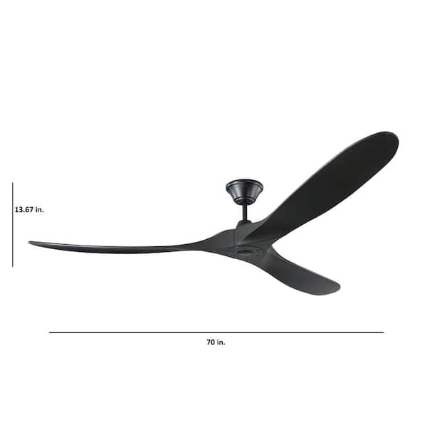 Generation Lighting - Maverick Max 70 in. Modern Indoor/Outdoor Matte Black Ceiling Fan with Matte Black Blades and 6-Speed Remote Control