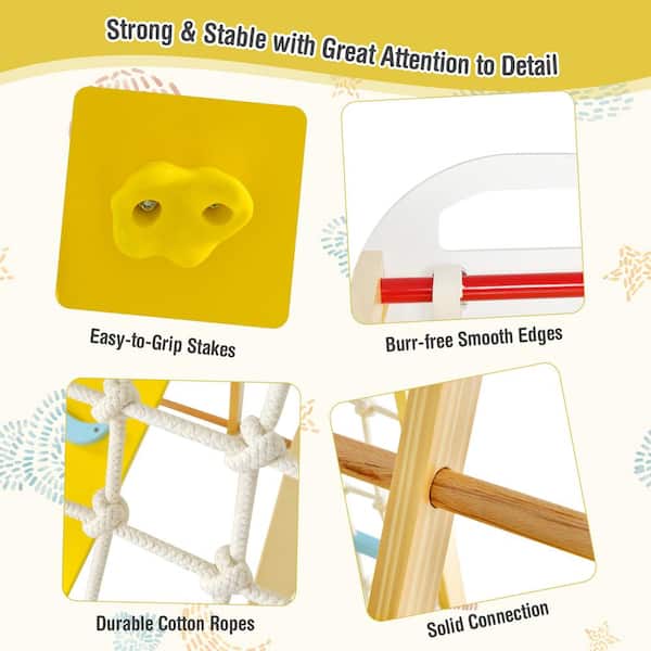 Costway 8-in-1 Jungle Gym Playset, Wooden Climber Play Set with