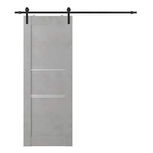 Vona 07 3H 32 in. x 80 in. Light Urban Finished Composite Core Wood Sliding Barn Door with Hardware Kit