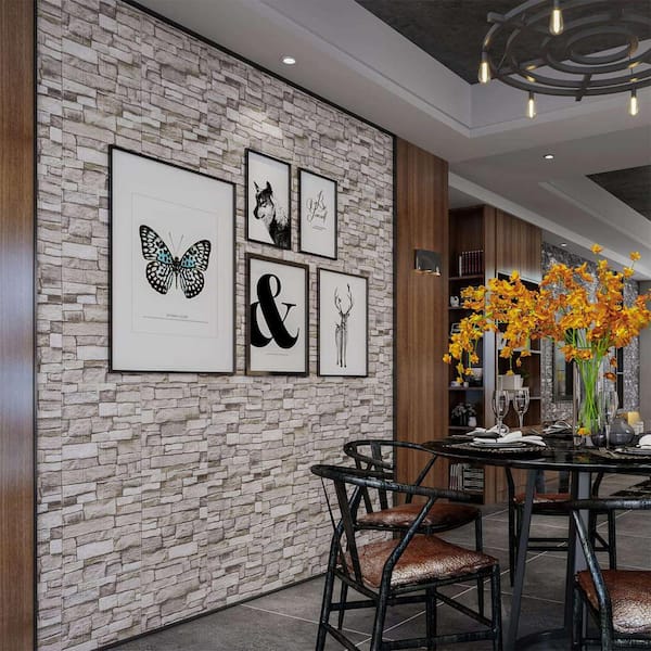 20-Piece Rock Peel and Stick 3D Faux Stone Wall Panel, 3D Brick Wallpaper, Foam Brick Self-Adhesive Wall Panel