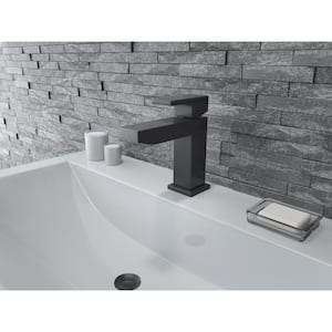 Mod Single Hole Single-Handle Bathroom Faucet in Matte Black with Drain Assembly