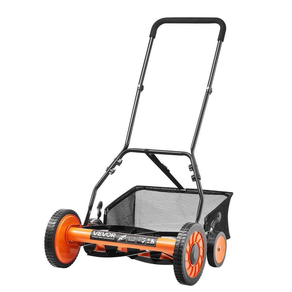 Push Reel Lawn Mower 18 in., 5-Blade Manual Mower, 1.37-2.44 in. Adjustable Height, Walk-Behind with Grass Catcher Bag price history on PriceWatchPro