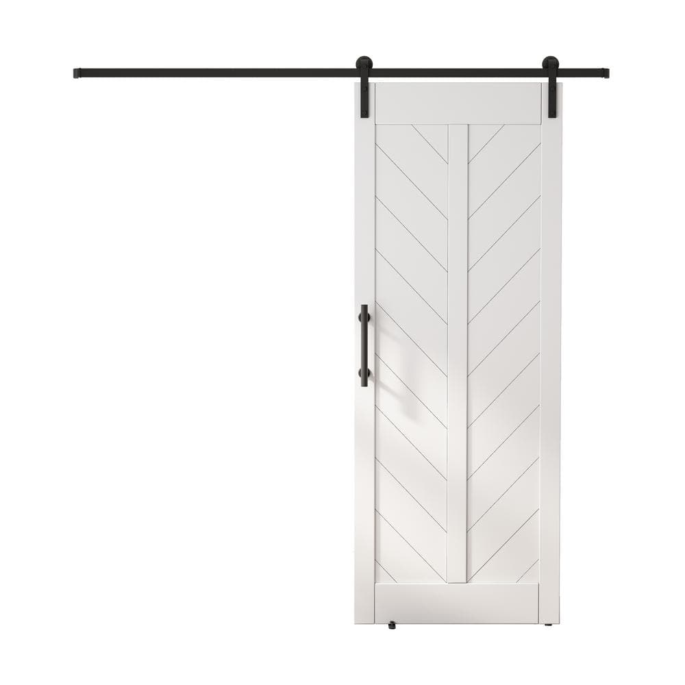 30 in. x 84 in. MDF Sliding Barn Door with Hardware Kit, Covered with Water