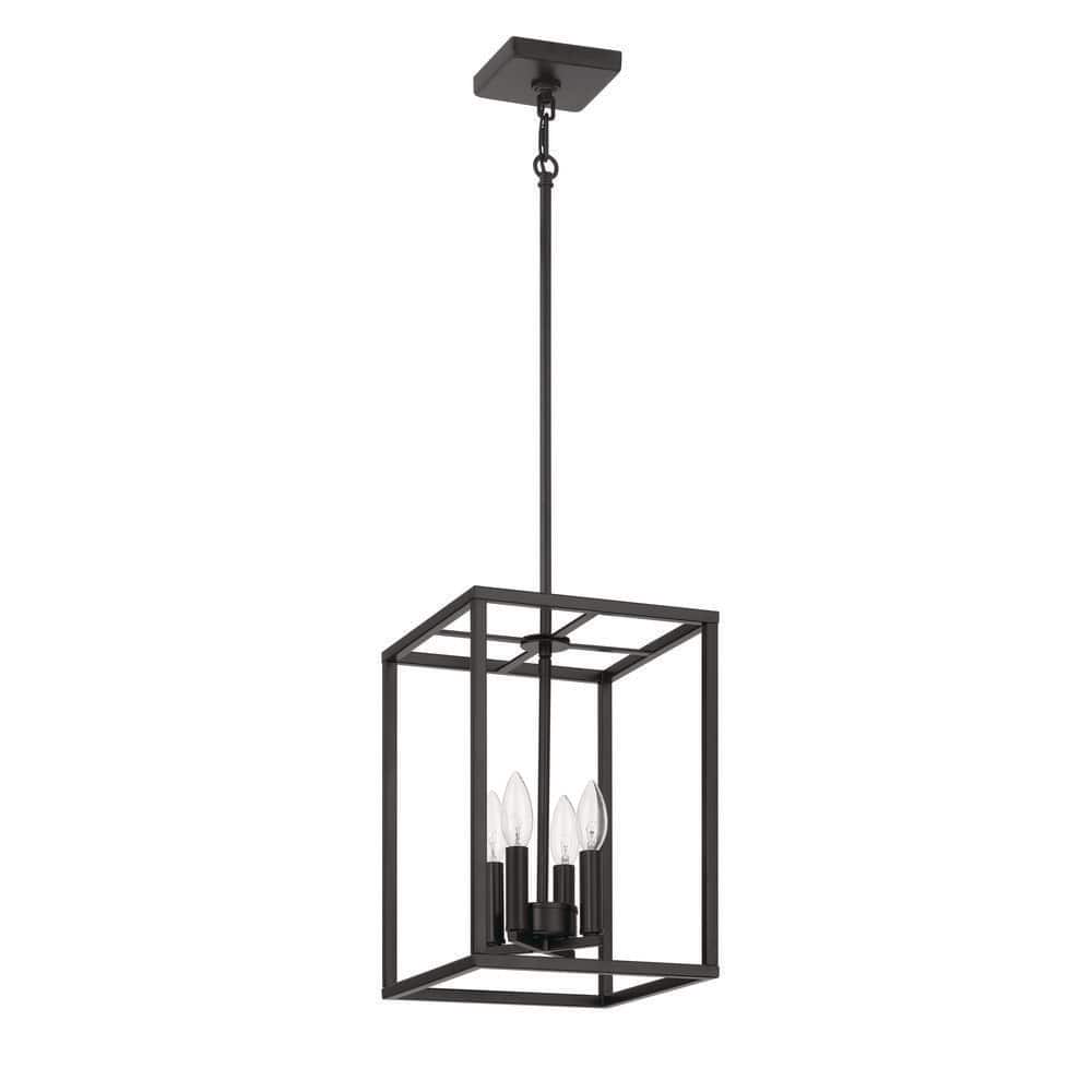 Signature Foyer 4-Light Flat Black Finish Lantern Rectangle Chandelier for Foyer/Dining Room w/ No Bulbs Included price history on PriceWatchPro