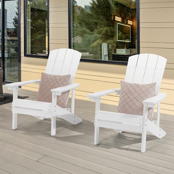 Sonkuki White Recyled Plastic Weather Resistant Outdoor Patio Adirondack Chair (Set of 2)