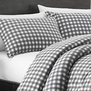 Preston Gray Plaid Cotton Blend Comforter Set