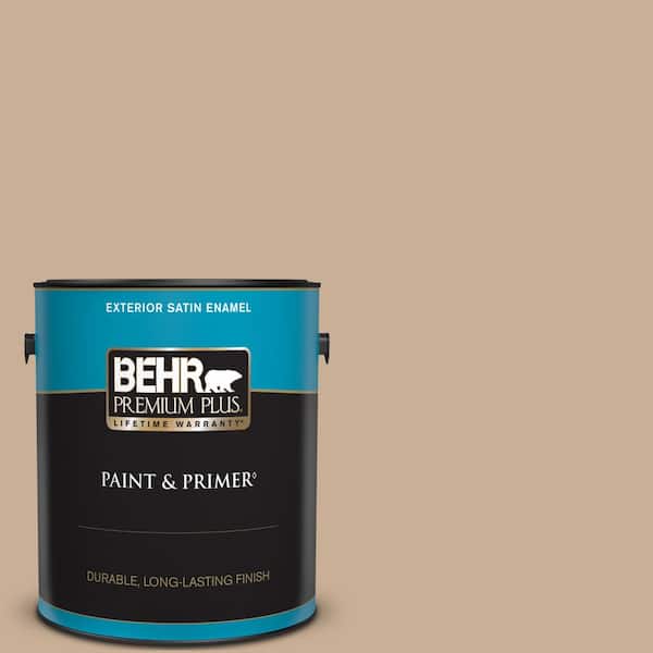 BEHR PREMIUM PLUS 1 gal. #280E-3 Toasted Wheat Satin Enamel Exterior Paint & Primer