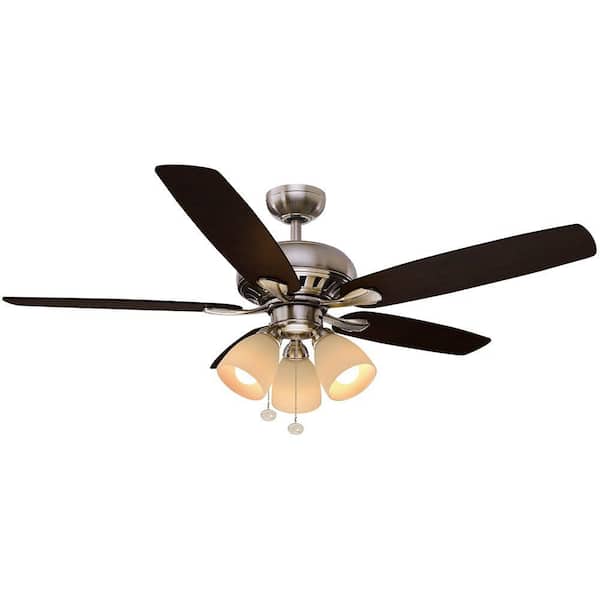 Hampton Bay Rockport 52 in. LED Indoor Brushed Nickel Ceiling Fan with Light Kit
