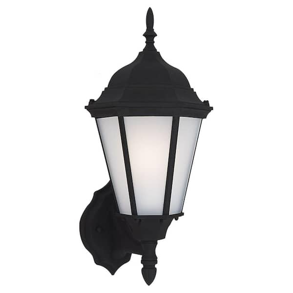 Generation Lighting Bakersville 1-Light Black Outdoor 17 in. Wall Lantern Sconce