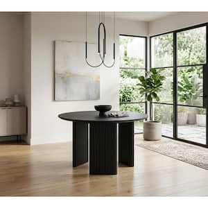 Drift Black Wood 46 in. W 3 Legs Organic Modern Dining Table (Seats-4)