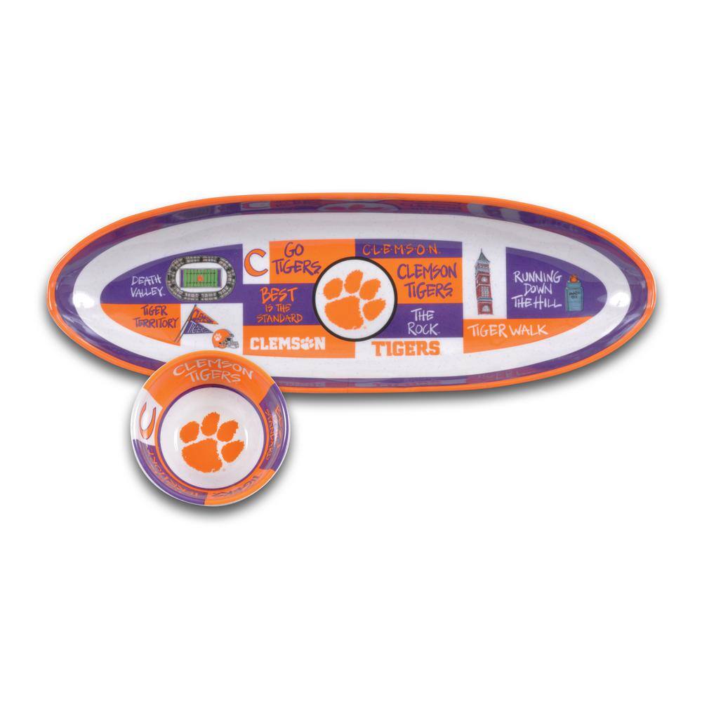 Magnolia Lane Clemson 20 in. Assorted Colors Melamine Oval Chip and Dip