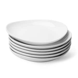 6-Piece White 7.8 in. Porcelain Dinner Plates, Dishwasher, Microwave, Oven Safe, Smooth Glaze, Scratch Resistant