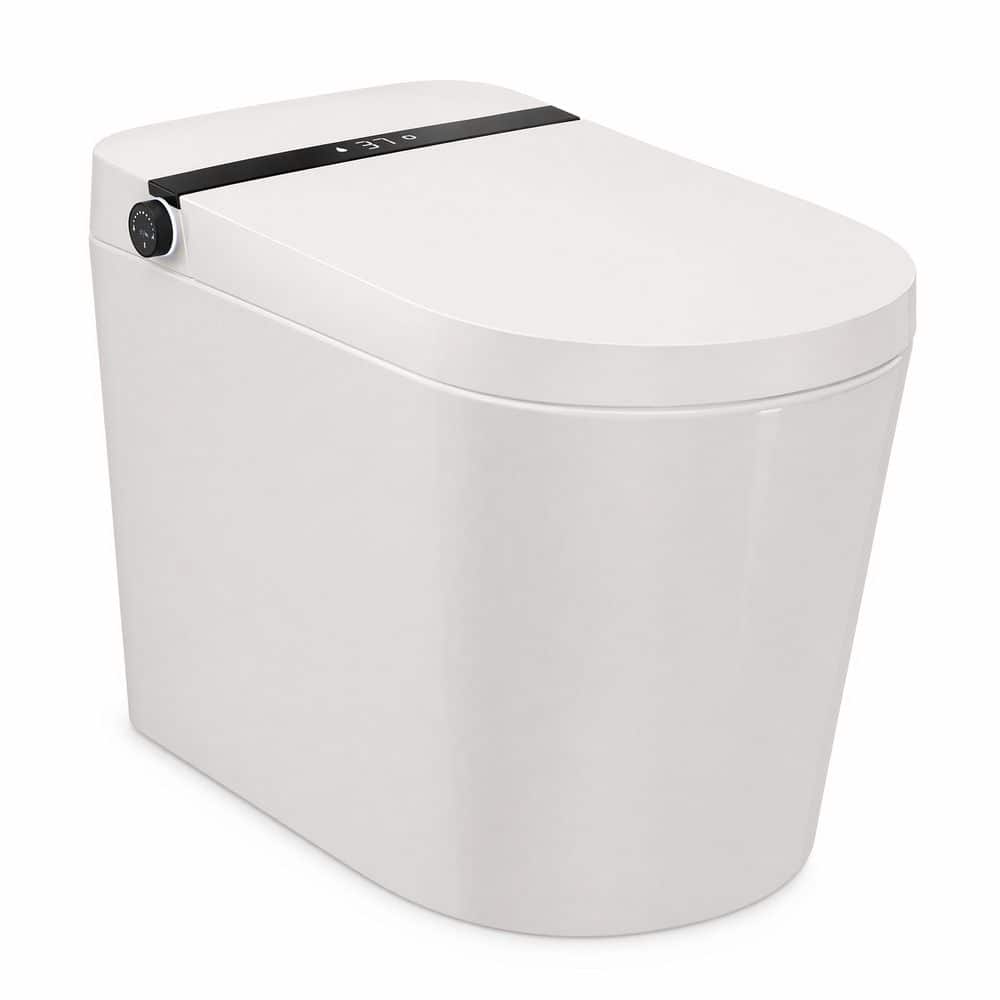 Electric Bidet Seat for Elongated Toilets with Auto Flush Foot Kick Heated Seat Warm Air Dryer Foam Shield in White price history on PriceWatchPro
