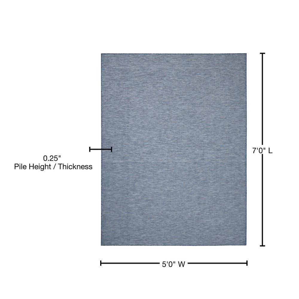 Positano Navy Blue Synthetic 5' x 7' Flatweave Indoor/Outdoor Rug