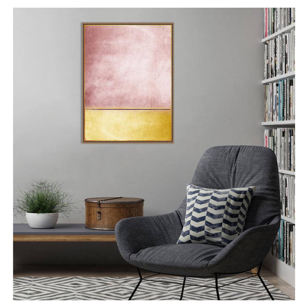 Pink and Yellow Abstract Beaded Framed Canvas Wall Art, 23 x 30
