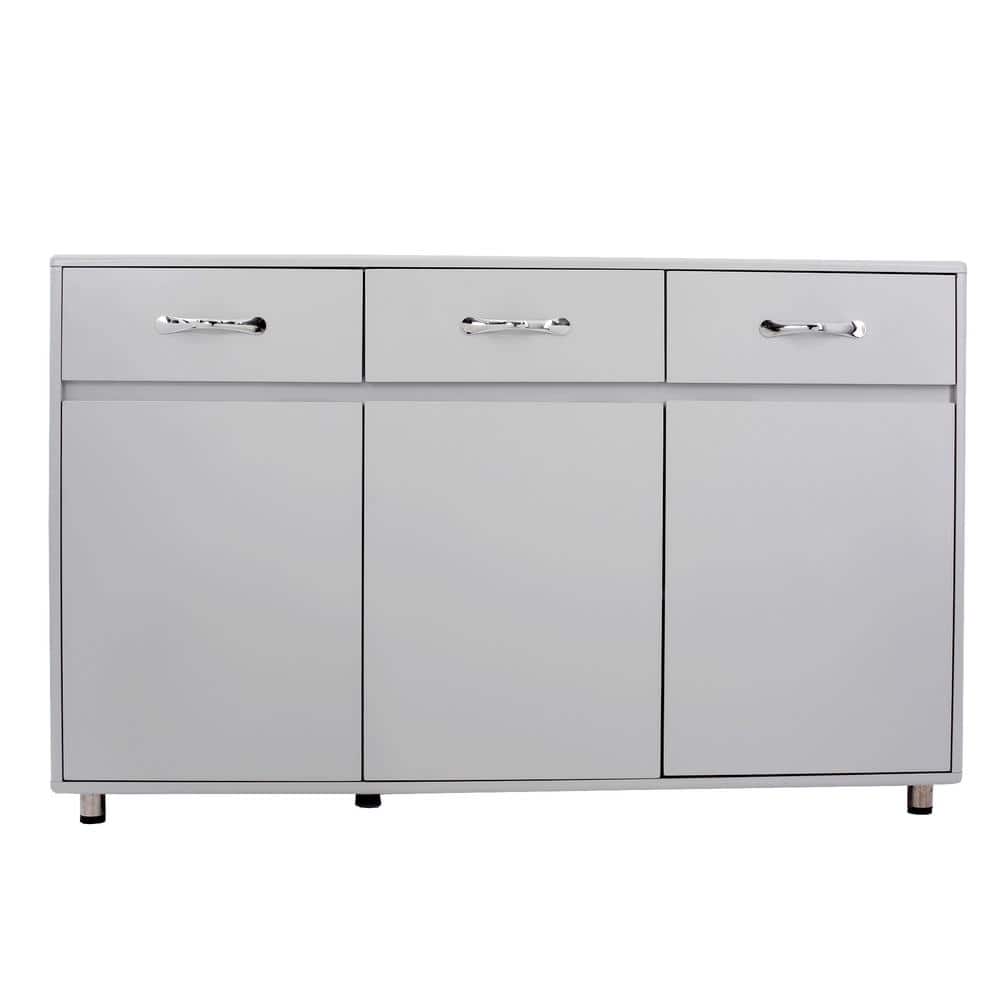 Modern 52.36 in. W x 15.75 in. D x 32.09 in. H Gray Linen Cabinet with 3 Do