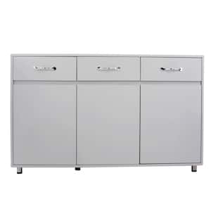 Modern 52.36 in. W x 15.75 in. D x 32.09 in. H Gray Linen Cabinet with 3 Doors for Bathroom, Kitchen, Living Room
