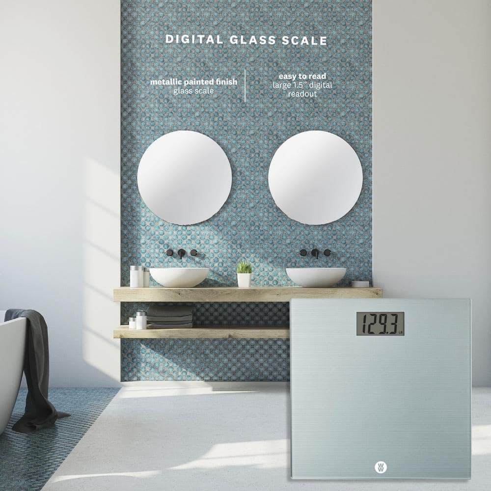 Silver Digital Glass Bathroom Scale with Large Display