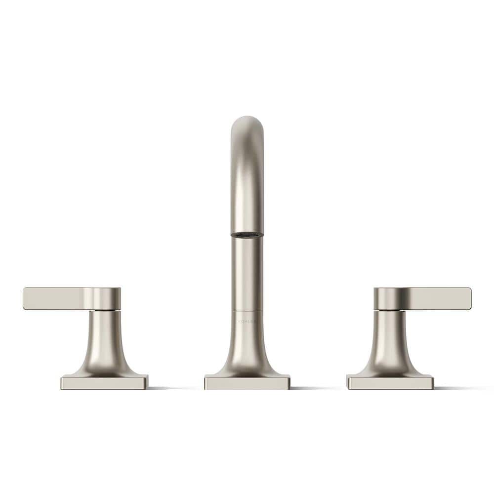 Venza Brushed Nickel Widespread Bathroom Sink Faucet with Lever Handles