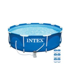 10 ft. x 30 in. Deep Round Metal Frame Above Ground Swimming Pool with 330 GPH Pump and Filters, 1718 Gallons Capacity
