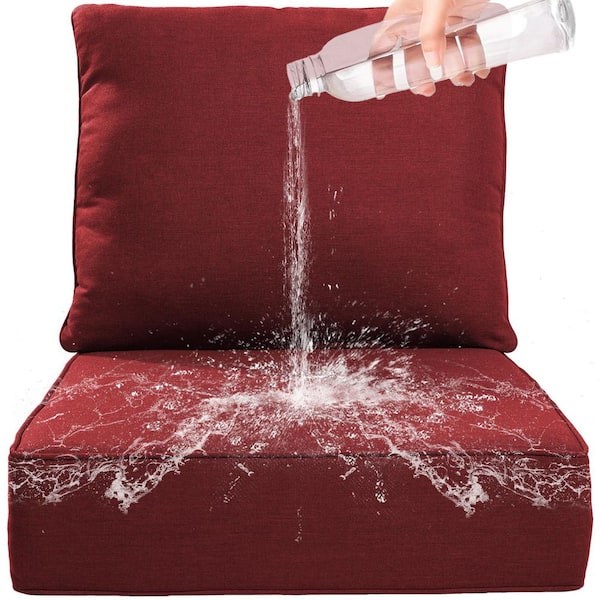 24 in. x 24 in. x 6 in. 8-Piece Deep Seating Water & Fade Resistant Outdoor Lounge Chair Replacement Cushion Set in Red