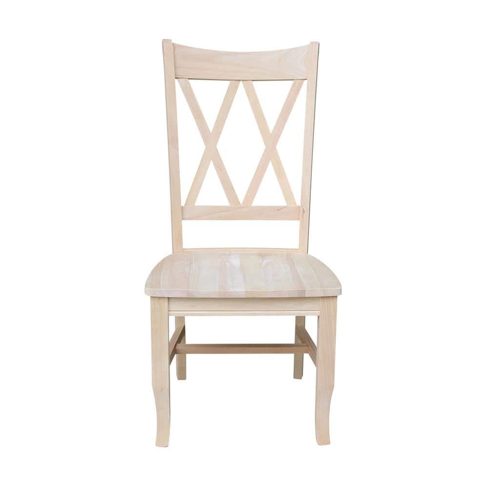 Elegant White Solid Wood High Cross-Back Side Chair, Set of 2