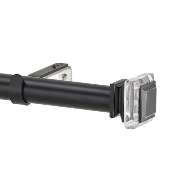 Art Decor 120 in. Non-Adjustable 1-1/8 in. Single Window Curtain Rod Set in Black with Lalique Finial