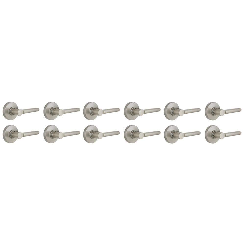Tonebridge Satin Nickel Hall/Closet Door Lever with Round Rose 12-Pack