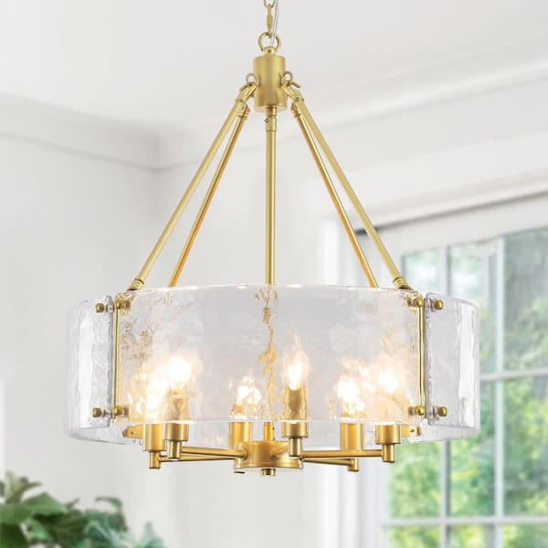 6-Light Gold Chandelier Hanging Pendant Light for Dining Room or Kitchen