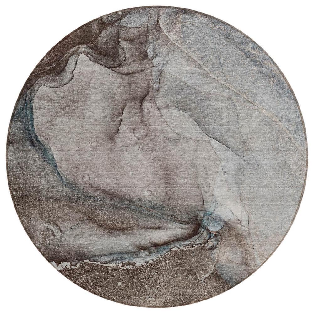Taupe 8 ft. Round Woven Abstract Polyester Round Indoor/Outdoor Area Rug price history on PriceWatchPro