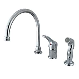 Wyndham Single-Handle Deck Mount Widespread Kitchen Faucets with Side Sprayer in Polished Chrome