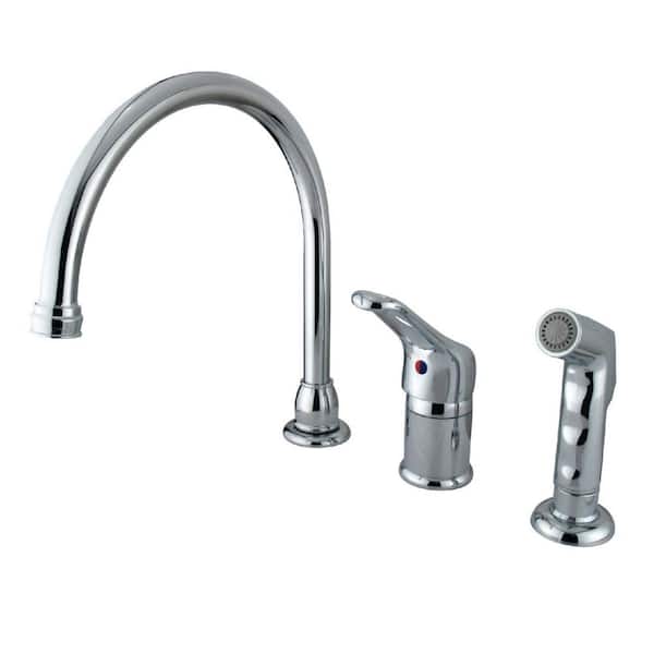 Kingston Brass Wyndham Single-Handle Deck Mount Widespread Kitchen Faucets with Side Sprayer in Polished Chrome