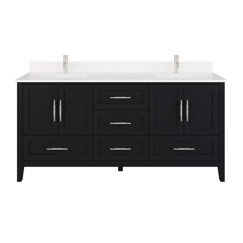 Houston 72 in. W x 22 in. D Bath Vanity in Espresso Diamond Quartz Top with