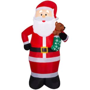 6.5 ft. H x 3.58 ft. W Airblown Santa with Teddy Bear Christmas Inflatable with LED Lights