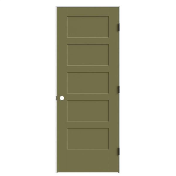 Masonite 30in x 80in 5-Panel Bayshore Left-Hand Solid Core Truly Olive Molded Composite Single Prehung Interior Door