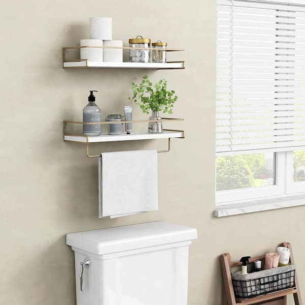 White Slatted Bathroom Wall Shelf orders