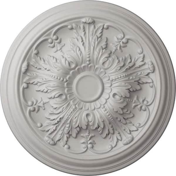 Ekena Millwork 20 in. x 1-1/2 in. Damon Urethane Ceiling Medallion (Fits Canopies upto 3-3/8 in.), Ultra Pure White