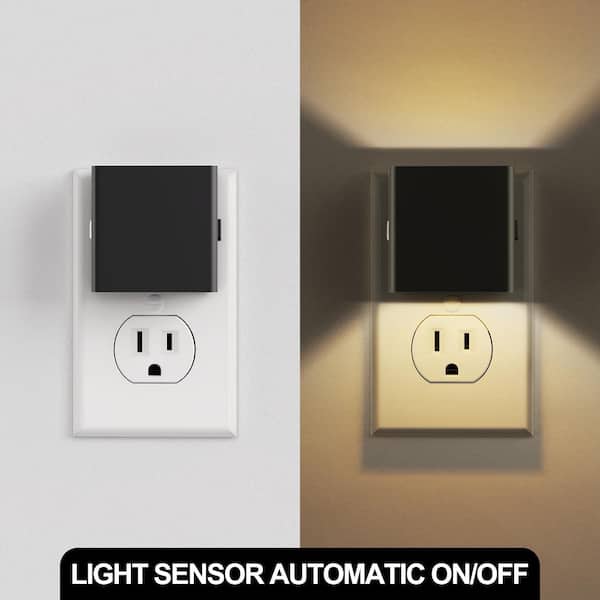 2-Pack LED Plug-in Night Lights with Dusk to Dawn Sensor, 3-Brightness Levels, Modern Wall Light for Hallway, Bedroom