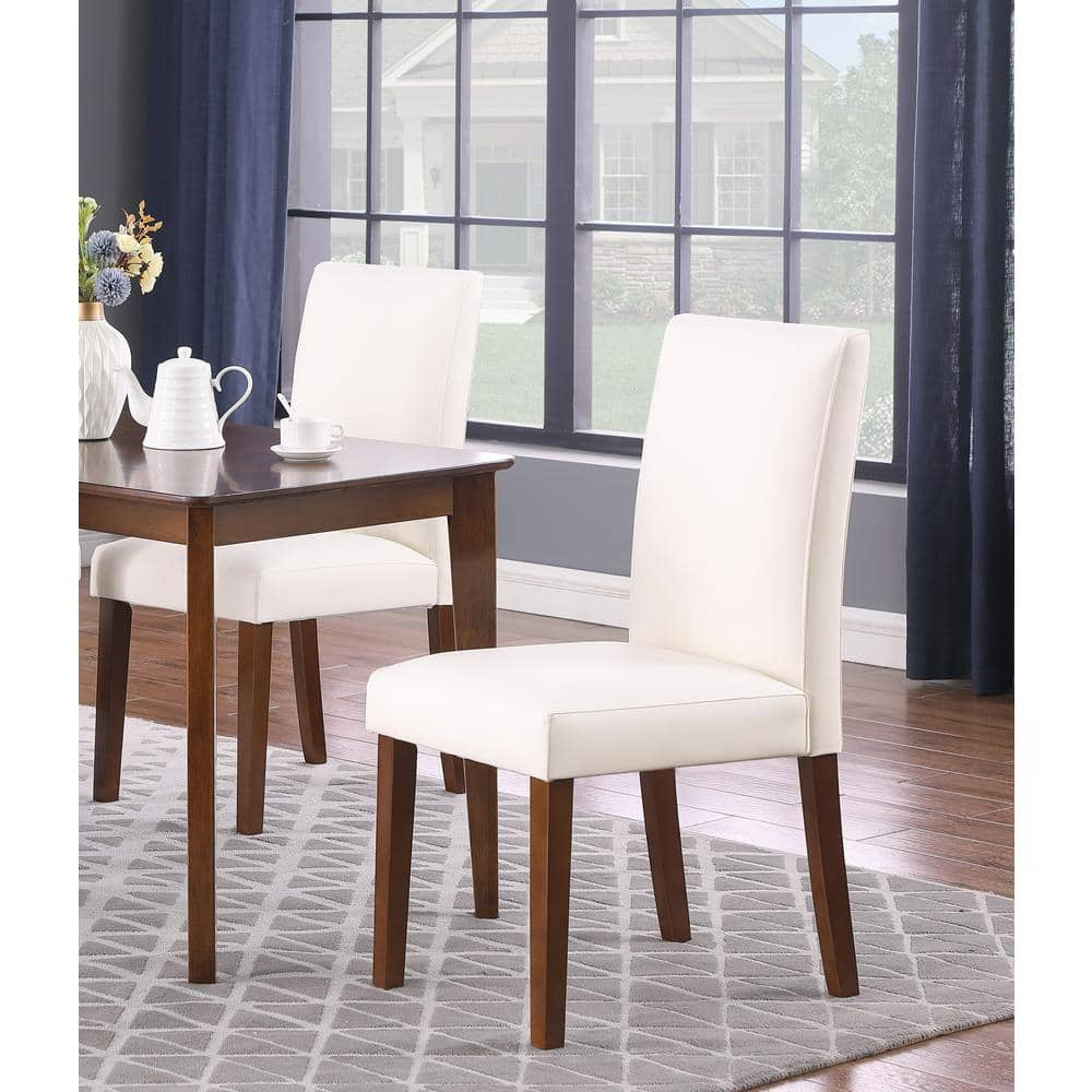 Dwell Home Inc Nola Parsons Glacier White Faux Leather Upholstered ...