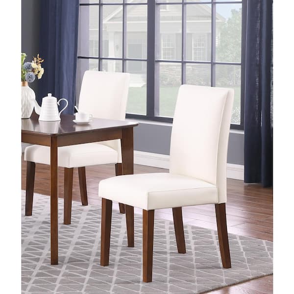 Dwell Home Inc Nola Parsons Glacier White Faux Leather Upholstered Dining Side Chairs (Set of 2)