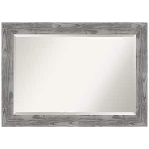 Bridge Grey 42 in. W x 30 in. H Wood Framed Beveled Bathroom Vanity Mirror in Gray