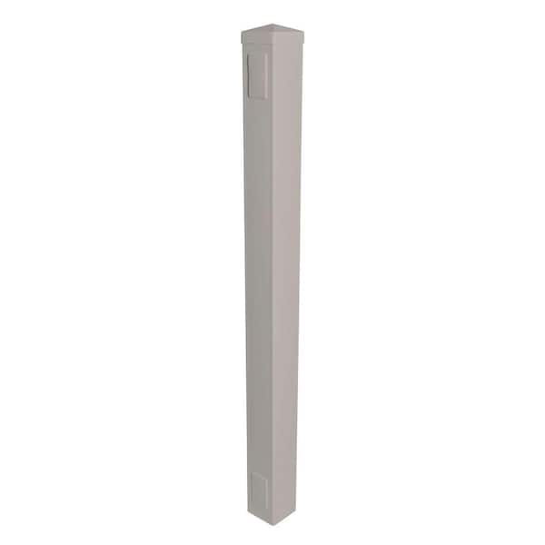 Weatherables 5 in. x 5 in. x 6.5 ft. 3-Rail Tan Vinyl Fence Post EZ Pack